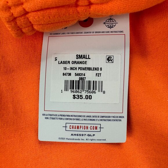 Champion Mens 10" Fleece Drawstring Sweat Shorts Laser Orange S - Picture 2 of 4